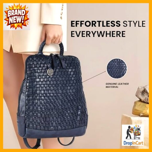 Genuine Leather Backpack Adjustable Strap Laptop Bag Elegant Vintage Style main image 3